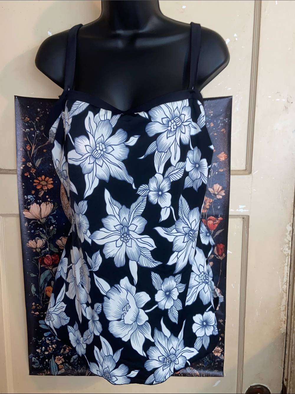 B/W FLORAL WRAP ONE PIECE Convertible Glitter Flowers CLASSIC ELEMENTS